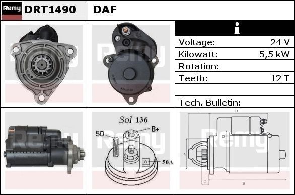 DELCO REMY Anlasser Artikelnummer: DRT1490 günstig