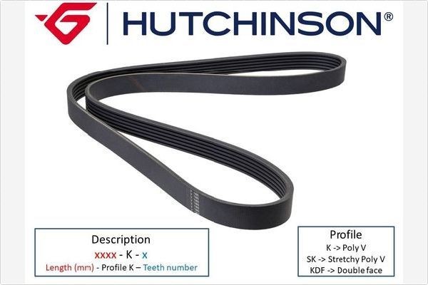 HUTCHINSON Correia trapezoidal estriada Número de artigo: 2060 K 10TK baixo custo