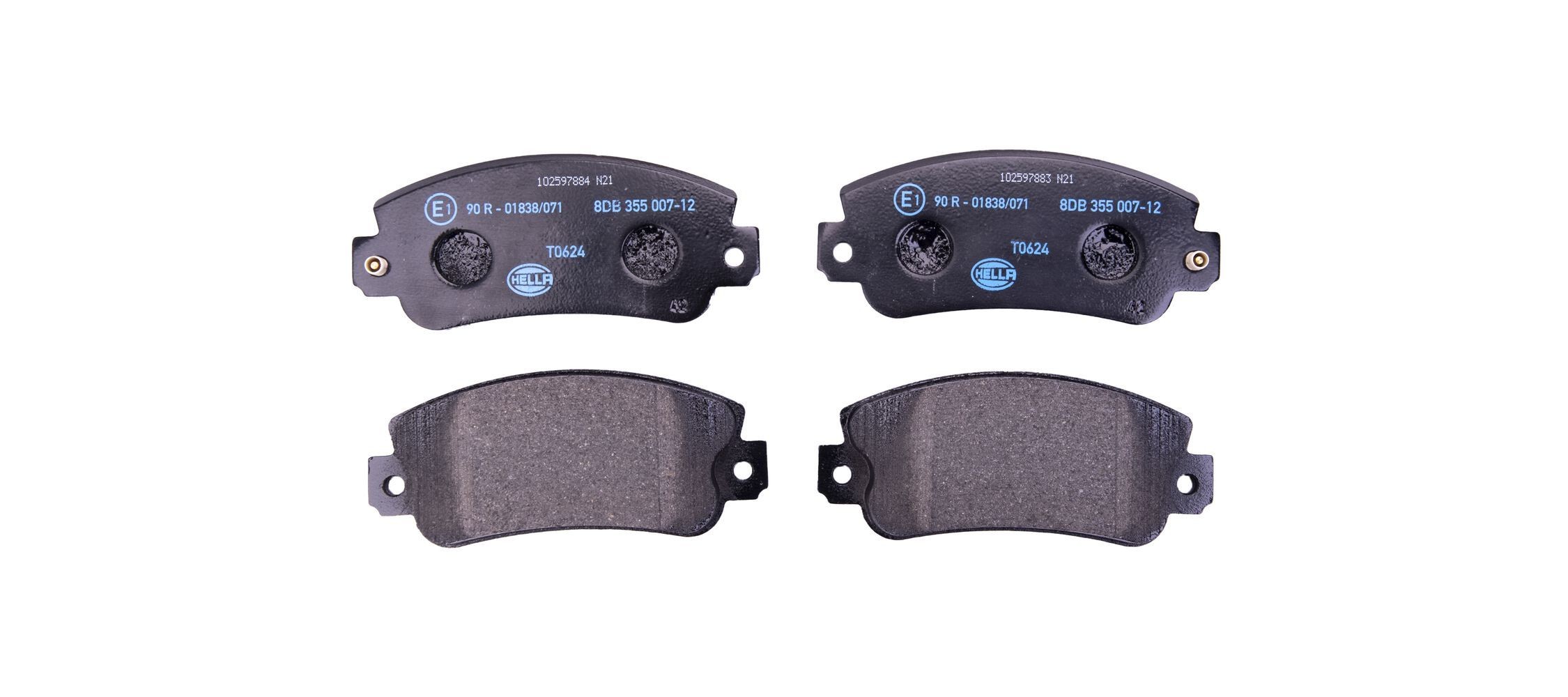 HELLA Brake pad set Article number: 8DB 355 007-121 cheaply