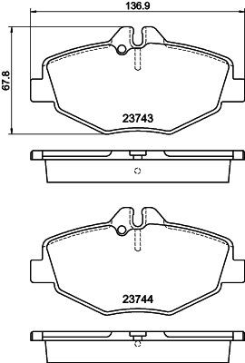 HELLA Brake pad set Article number: 8DB 355 017-061 cheaply