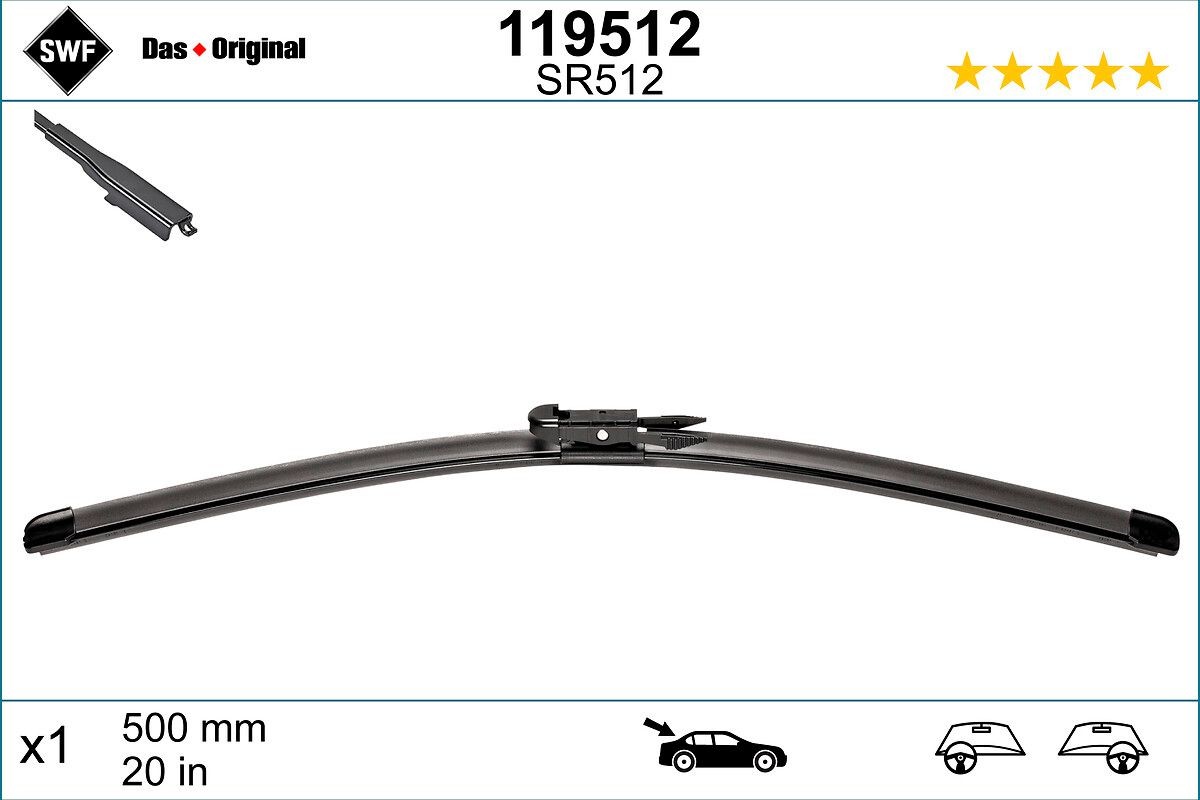 SWF Rear wiper blade VisioFlex Rear Article number: 119512 cheaply
