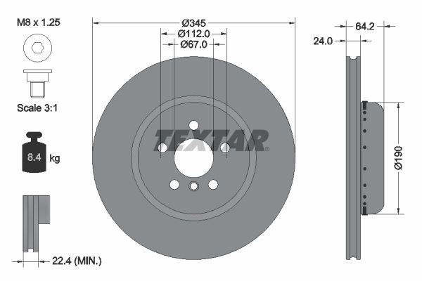TEXTAR Brake disc Article number: 92288625 cheaply