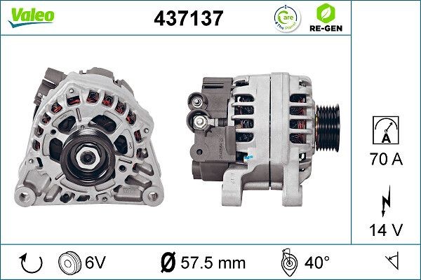 VALEO Ģenerators REMANUFACTURED PREMIUM raksta numurs: 437137 lēti
