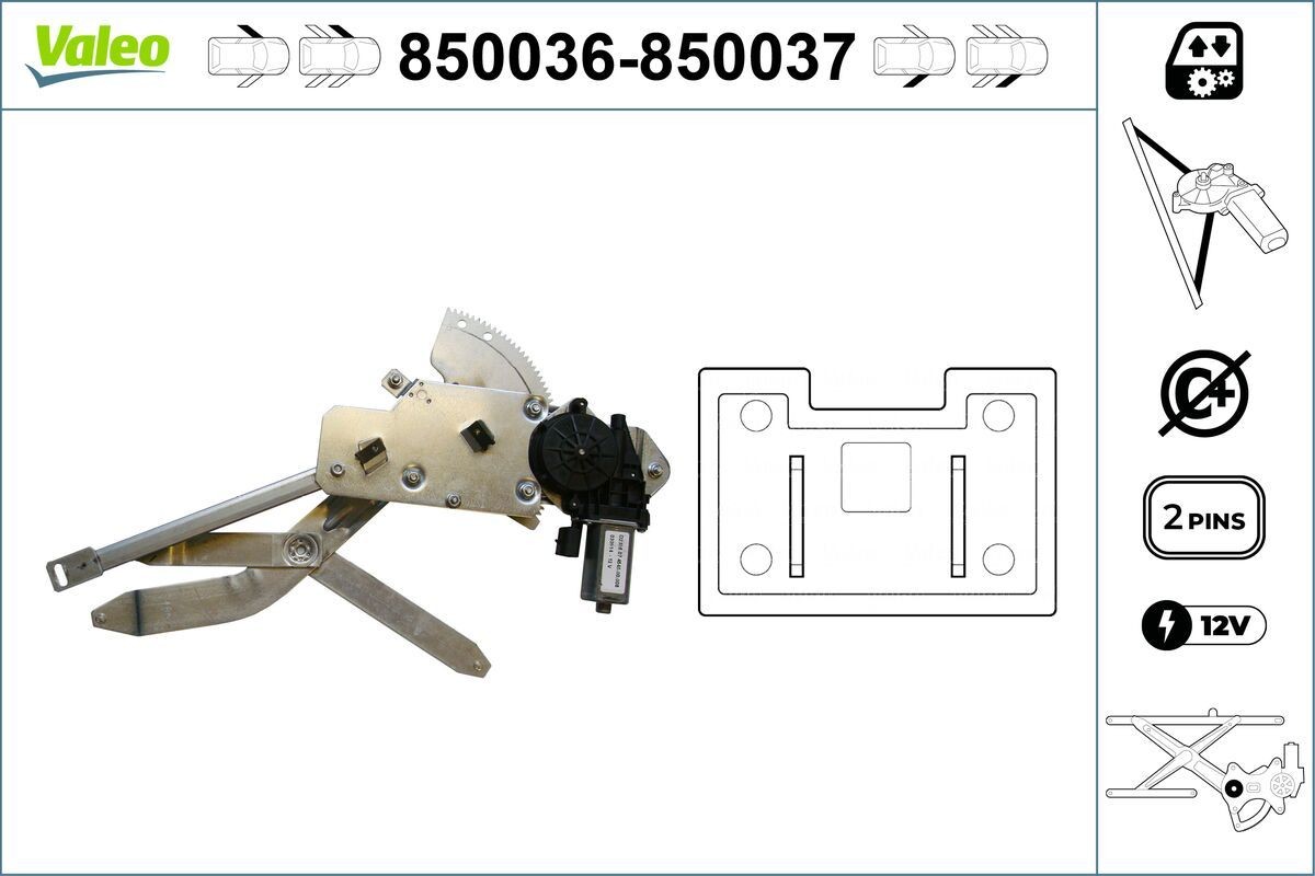 VALEO Window regulator Article number: 850036 cheaply