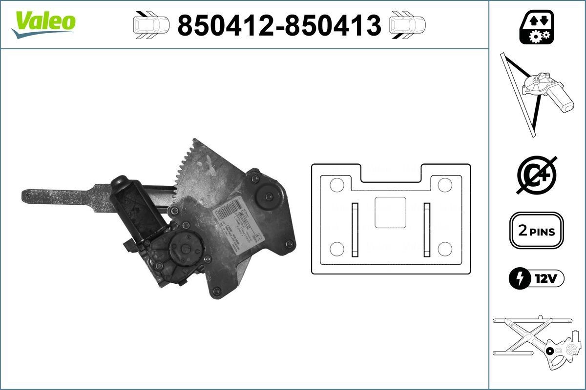 VALEO Window regulator Article number: 850412 cheaply