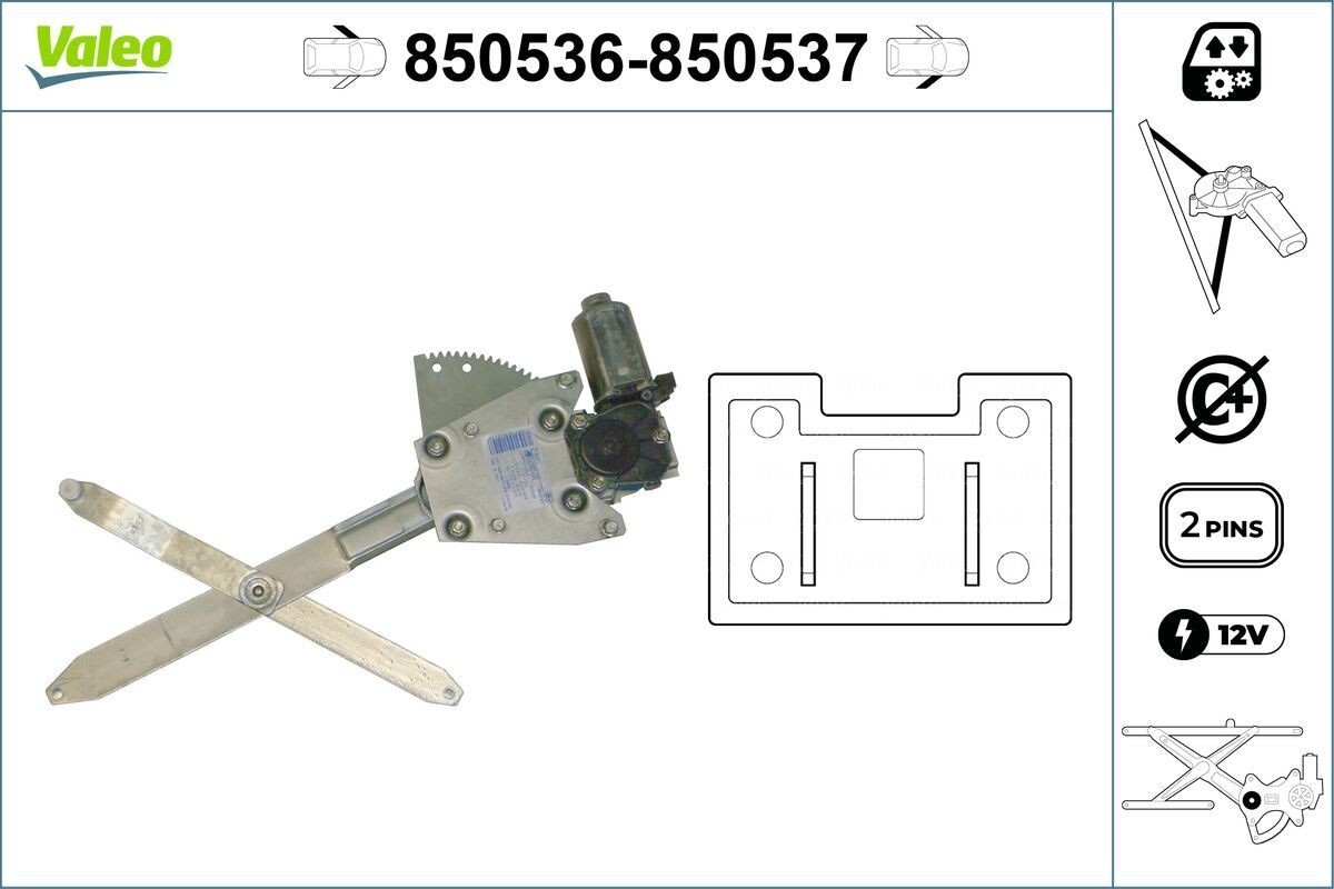 VALEO Window regulator Article number: 850536 cheaply