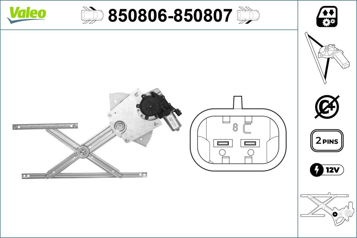 VALEO Window regulator Article number: 850806 cheaply