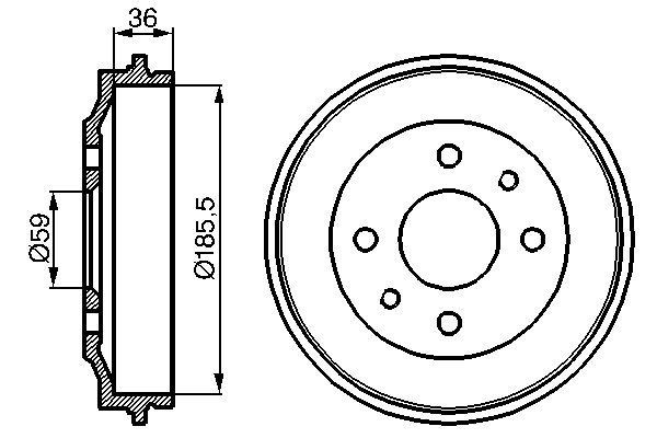 BOSCH Brake drum Article number: 0 986 477 055 cheaply
