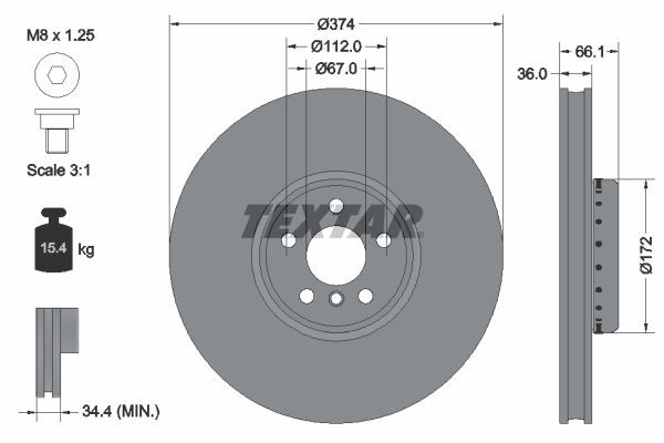 TEXTAR Brake disc Article number: 92290325 cheaply