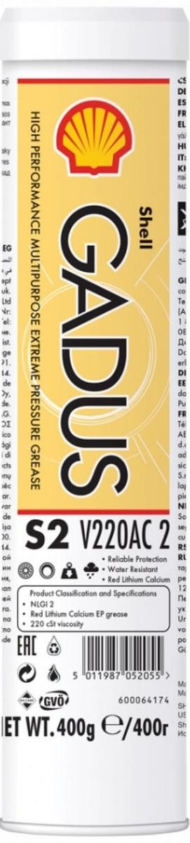 SHELL Grease Gadus, S2 V220 AC 2 Article number: 550028094 cheaply