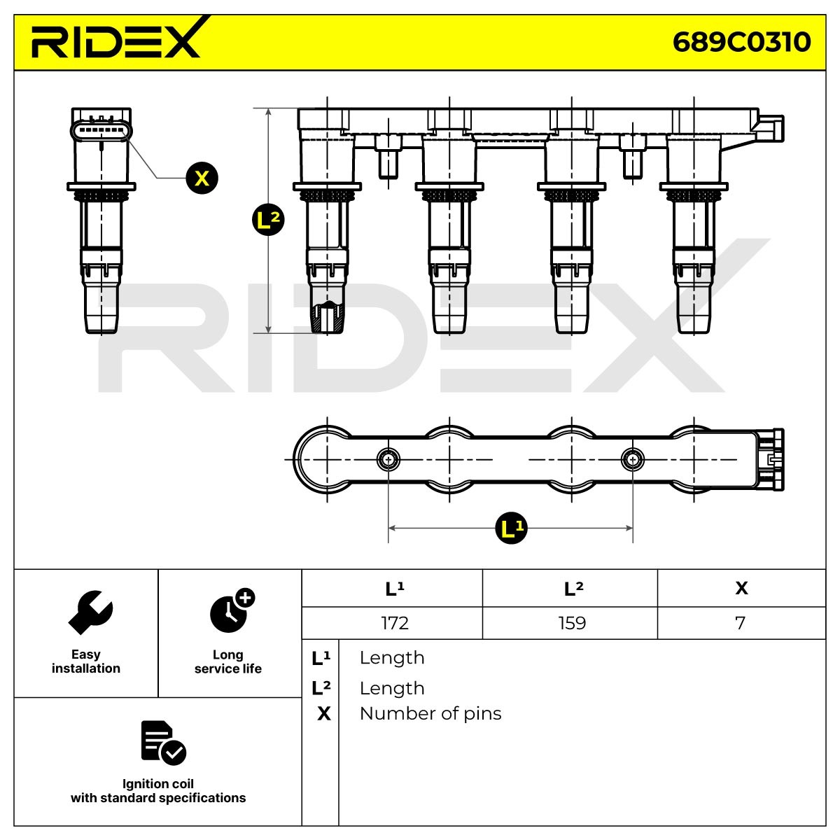 RIDEX Bobina de encendido Número de artículo: 689C0310 a buen precio