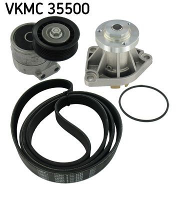 SKF Водна помпа + комплект пистови ремъци клиновидно оребряване артикулен номер: VKMC 35500 евтино
