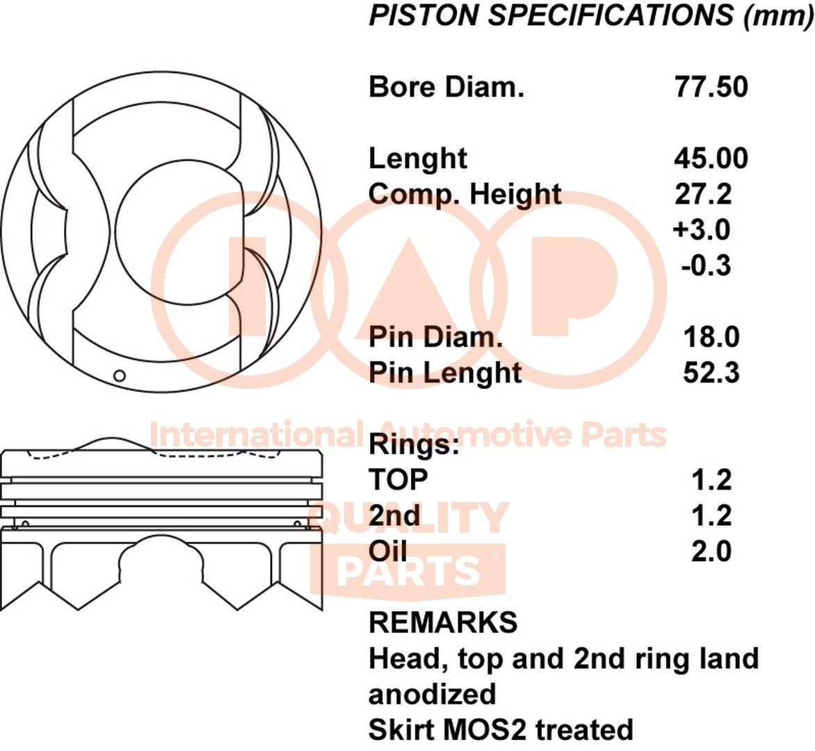 IAP QUALITY PARTS Piston Article number: 100-07101 cheaply