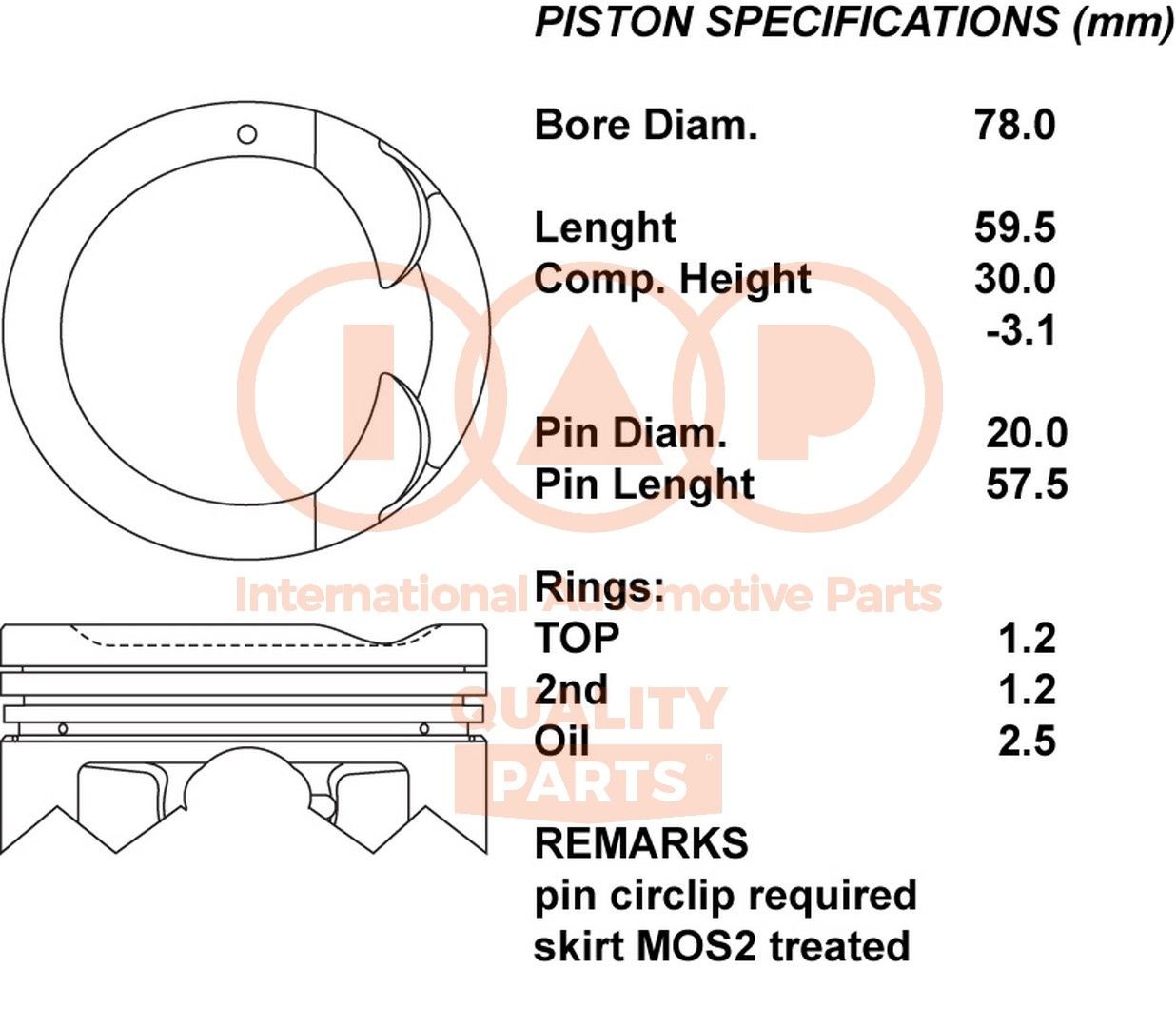 IAP QUALITY PARTS Piston Article number: 100-16100 cheaply