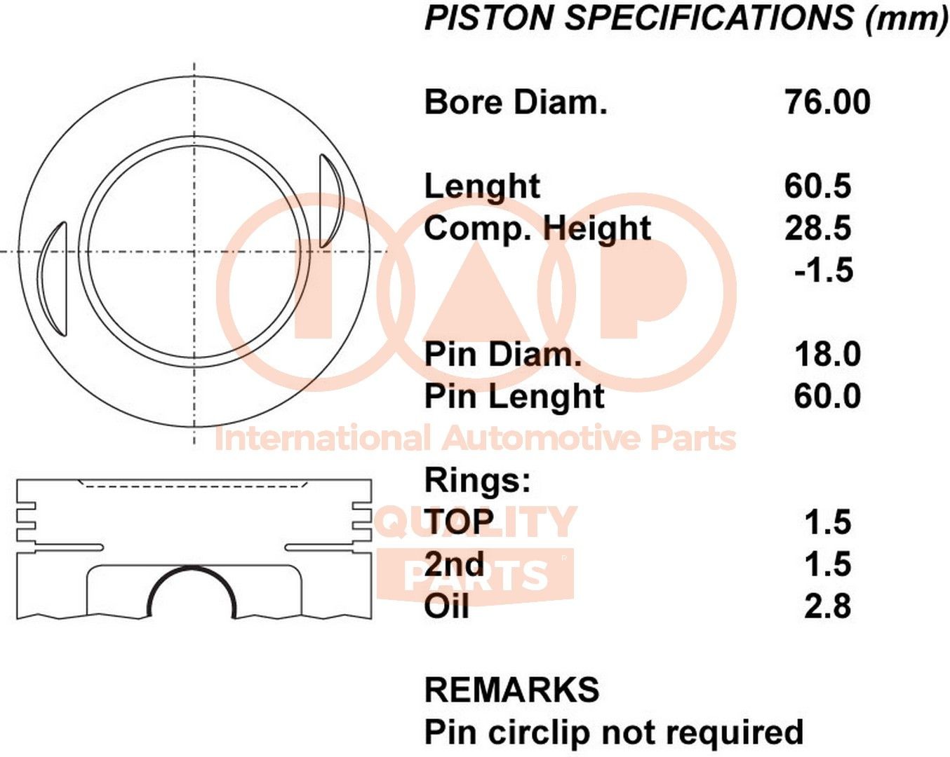 IAP QUALITY PARTS Piston Article number: 101-03040 cheaply