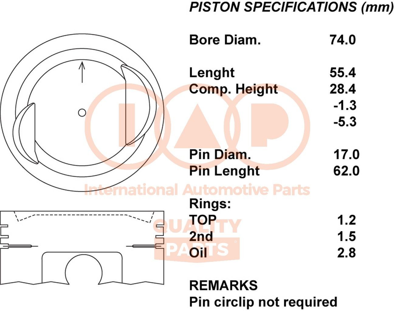IAP QUALITY PARTS Piston Article number: 101-16030 cheaply