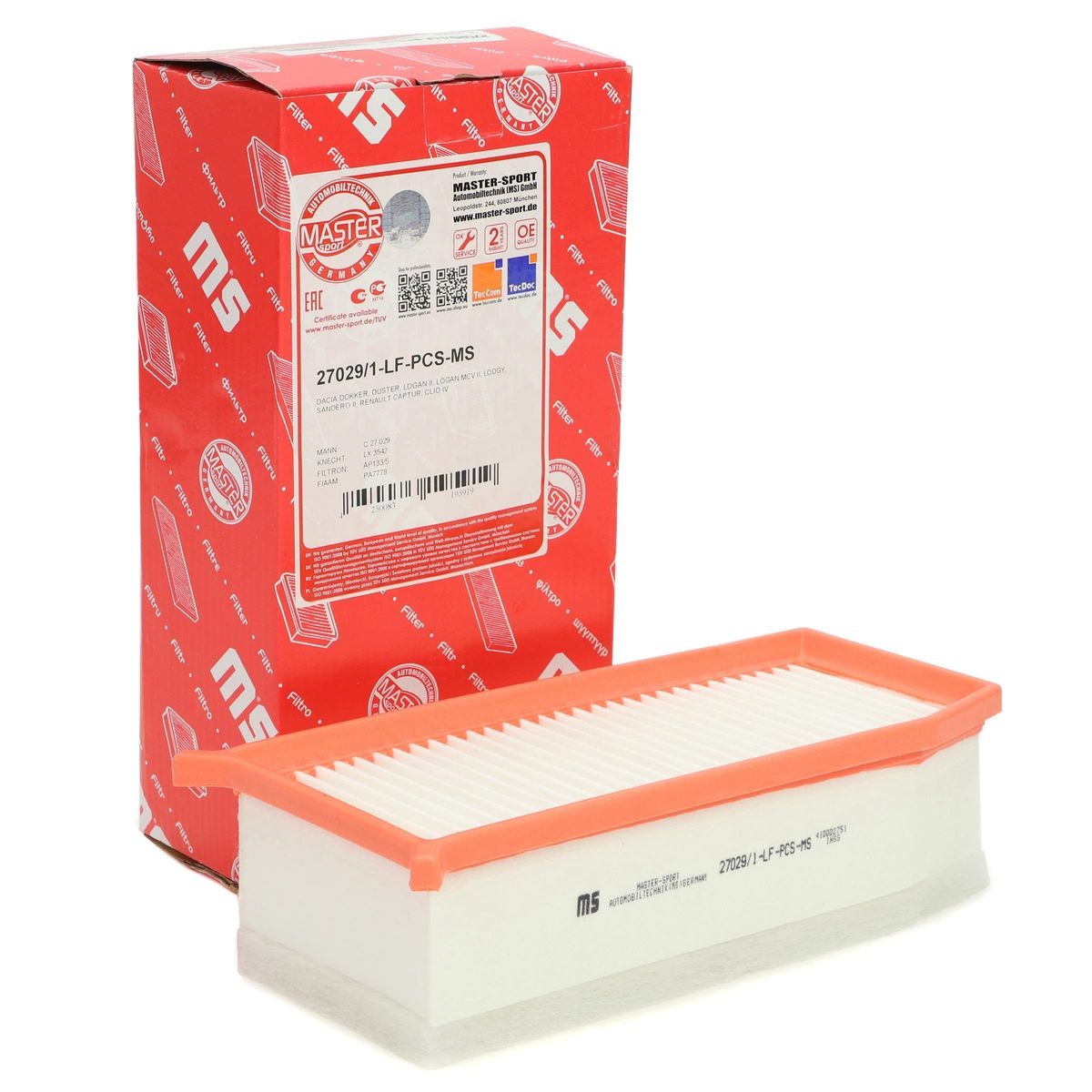 MASTER-SPORT Luftfilter Varenummer: 27029/1-LF-PCS-MS billige