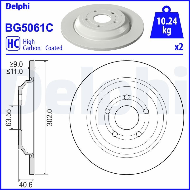 DELPHI Stabdžių diskas prekės numeris: BG5061C nebrangu