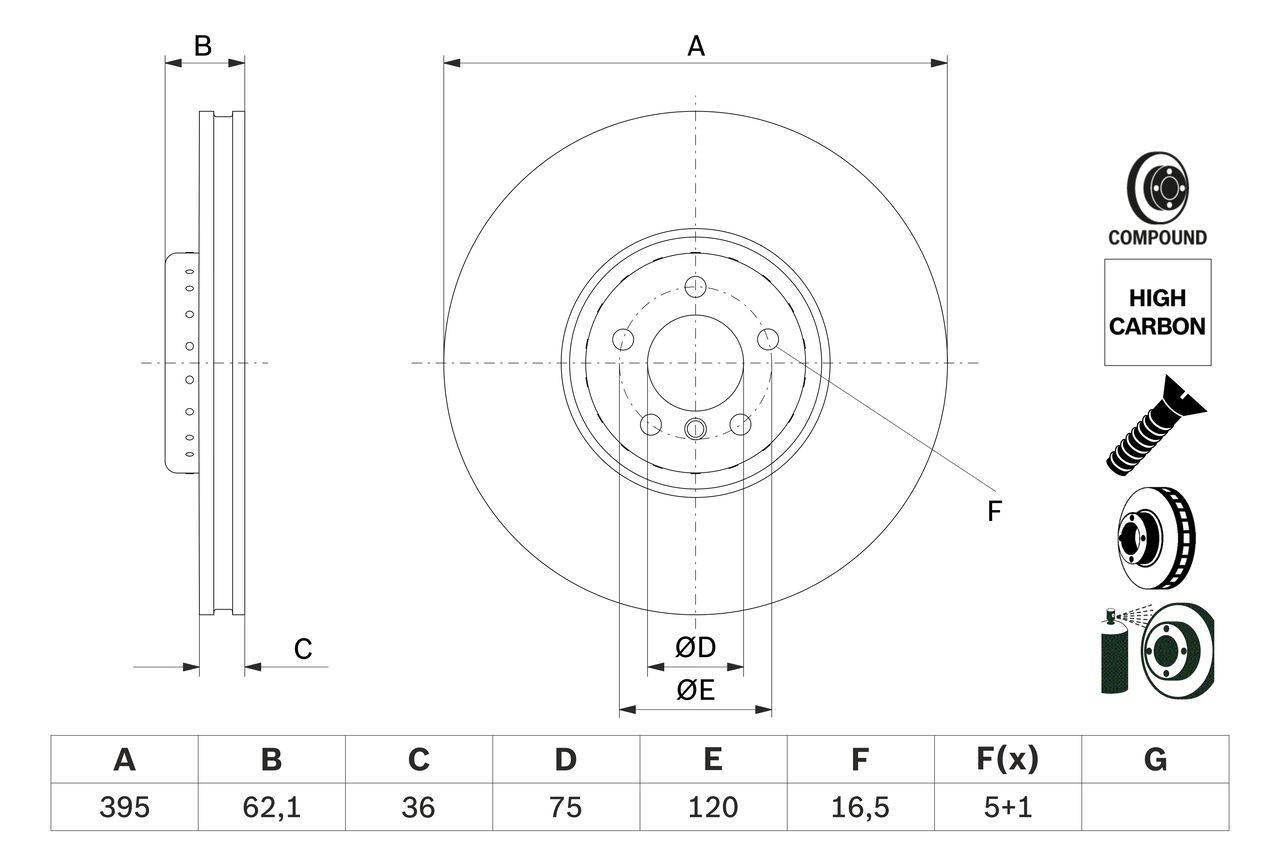 BOSCH Bremseskive artikkelnummer: 0 986 479 E84 billig