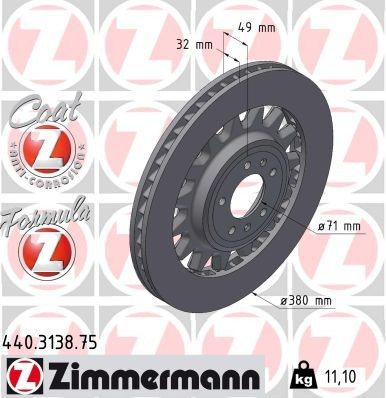 ZIMMERMANN Brake disc Article number: 440.3138.75 cheaply