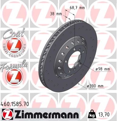 ZIMMERMANN Brake disc Article number: 460.1585.70 cheaply