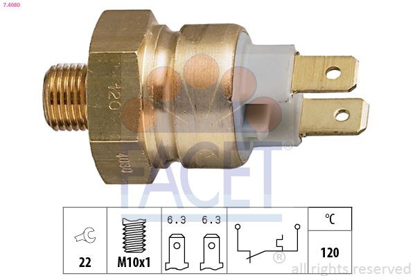 FACET Interruptor de temp., luz avisadora líquido de refrigeração Número de artigo: 7.4080 baixo custo