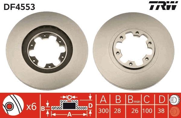 TRW Bremseskive artikkelnummer: DF4553 billig