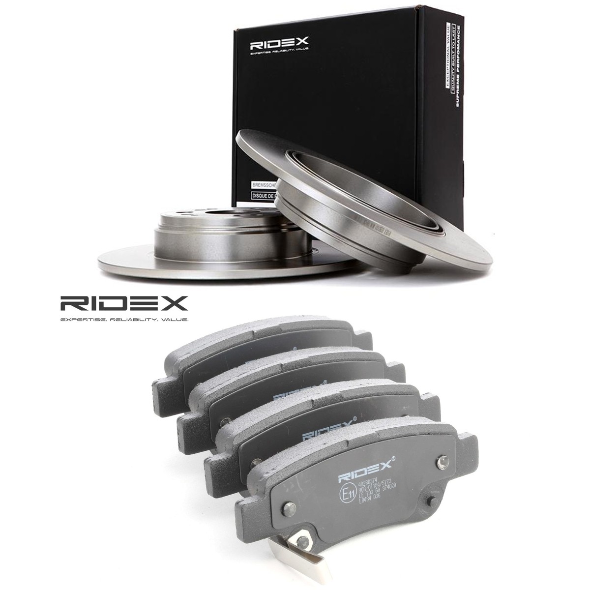 RIDEX Brake discs and pads set Article number: 3405B3414 cheaply
