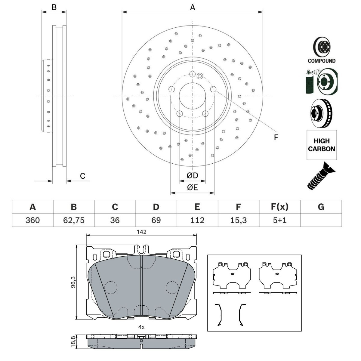 BOSCH Brake discs and pads set Article number: BSH3405N0199 cheaply