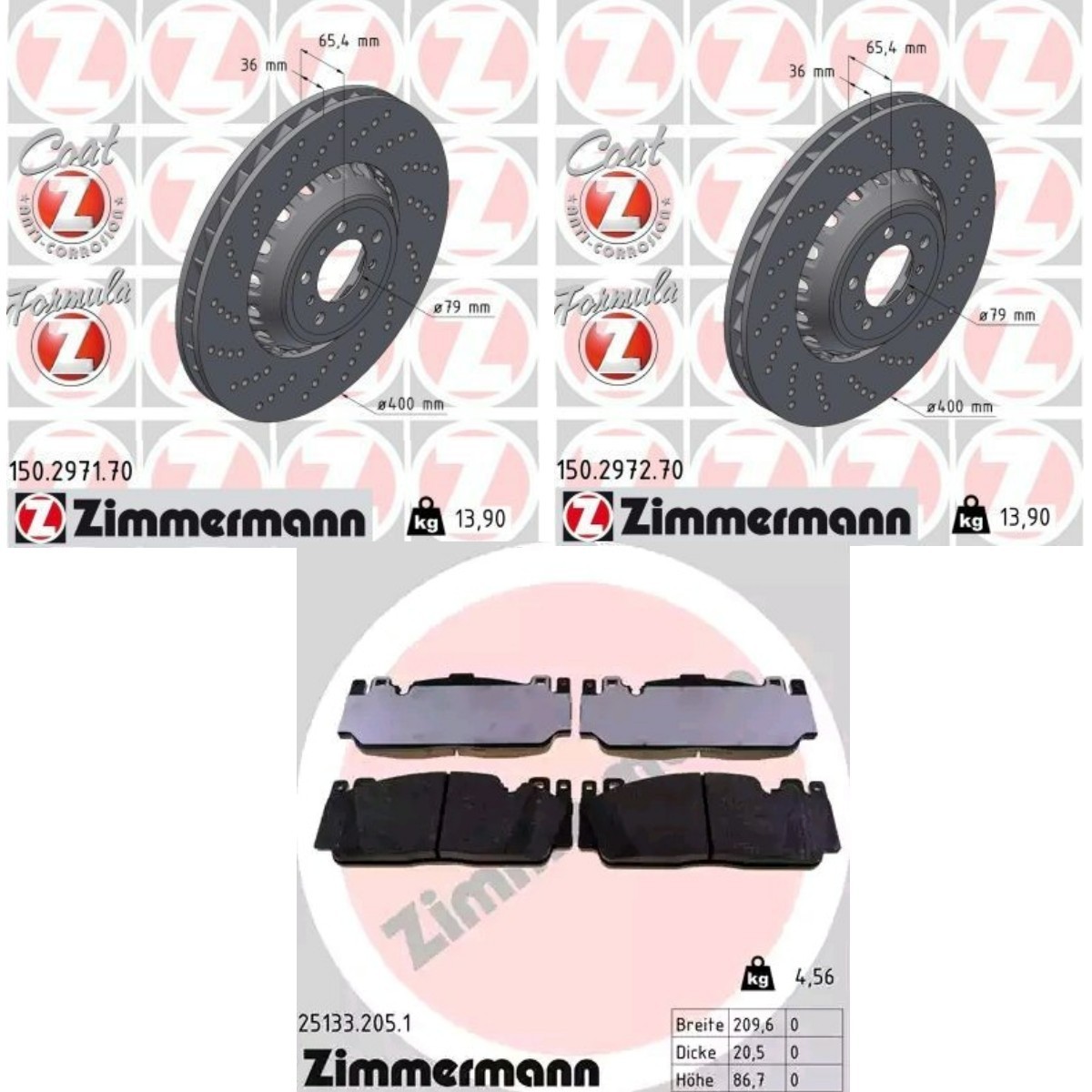 ZIMMERMANN Brake discs and pads set Article number: ZMN3405N0008 cheaply