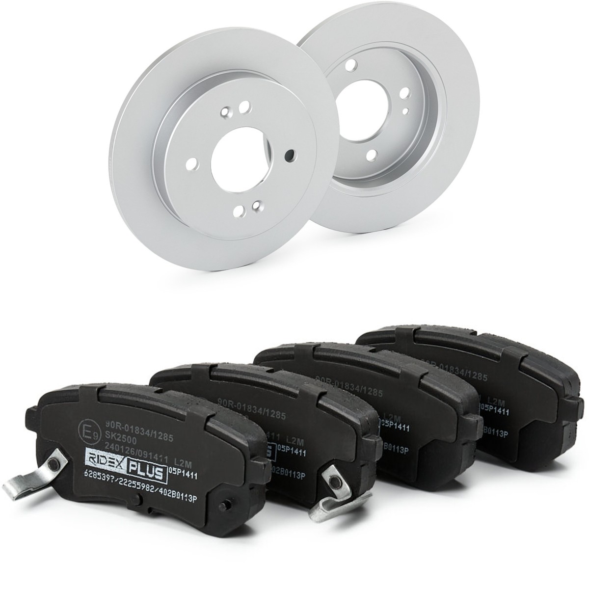 RIDEX PLUS Brake discs and pads set Article number: 3405B0111P cheaply