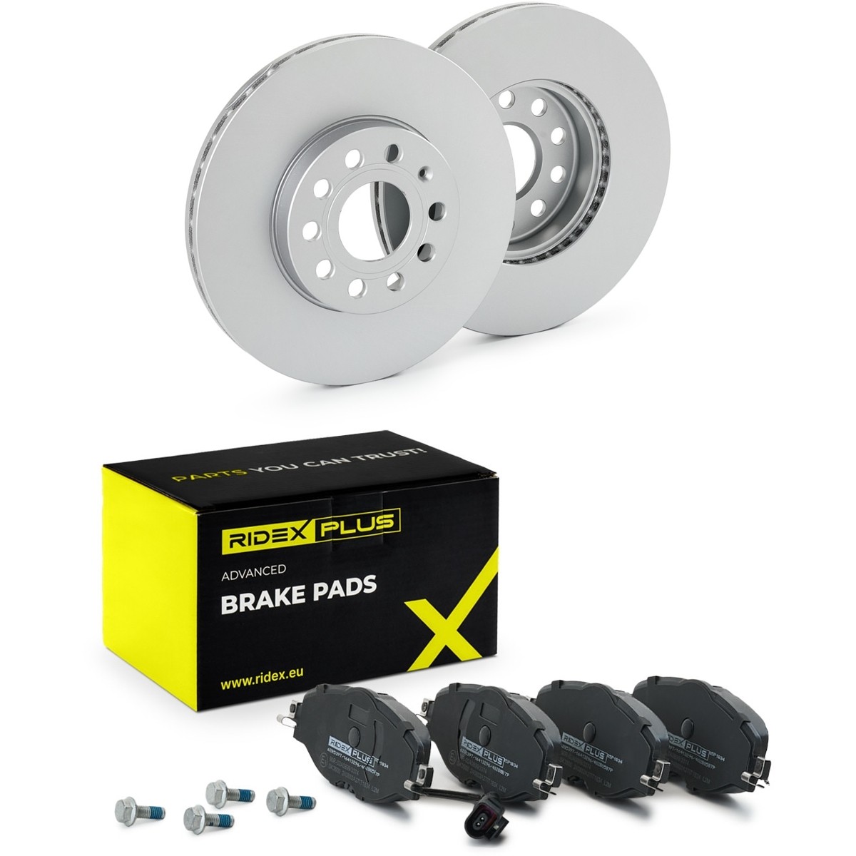RIDEX PLUS Brake discs and pads set Article number: 3405B0416P cheaply