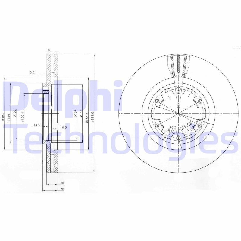 DELPHI Bremseskive artikkelnummer: BG3972 billig