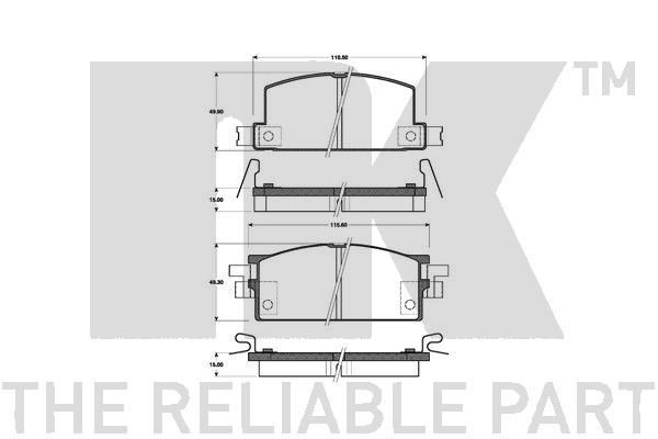NK Brake pad set Article number: 221401 cheaply