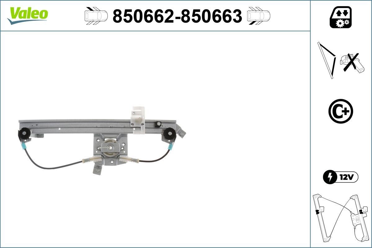 VALEO Window regulator Article number: 850662 cheaply