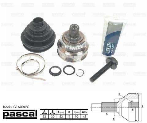 PASCAL CV joint Article number: G1A004PC cheaply