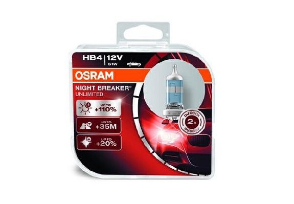OSRAM Lyspære, fjernlys NIGHT BREAKER UNLIMITED artikkelnummer: 9006NBU-HCB billig