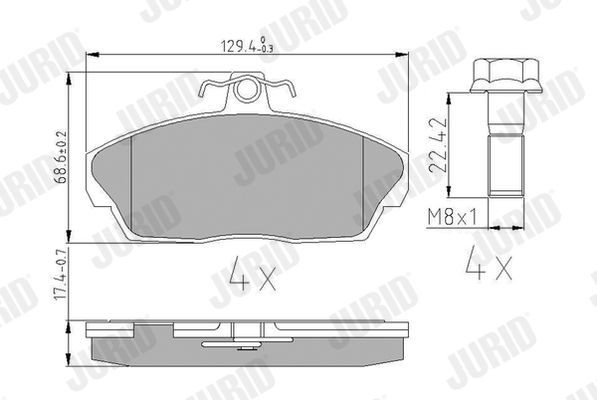 JURID Brake pad set Article number: 573203J cheaply