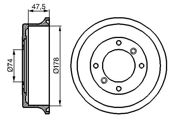 BOSCH Brake drum Article number: 0 986 477 062 cheaply