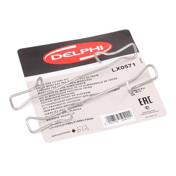 DELPHI LX0571 Комплект принадлежности, дискови накладки GOLF 1.4 TSI 122 K.C. бензин 2021