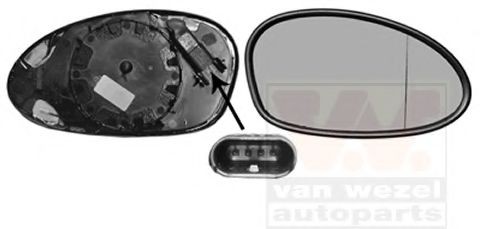 VAN WEZEL Spejlglas, udvendig spejl Varenummer: 0627866U billige