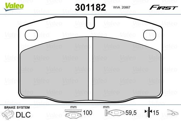 VALEO Brake pad set Article number: 301182 cheaply