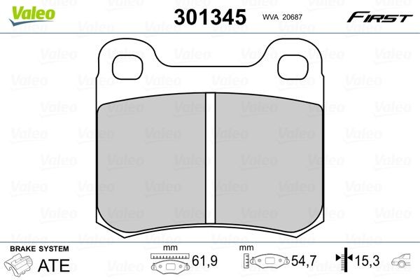 VALEO Brake pad set Article number: 301345 cheaply