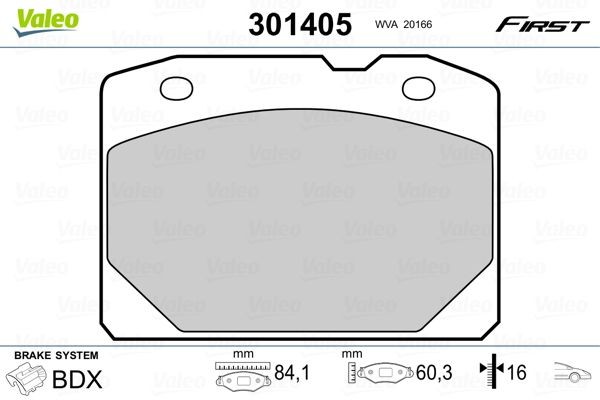 VALEO Brake pad set Article number: 301405 cheaply