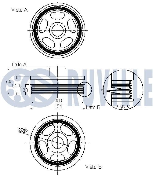 RUVILLE Water Pump + V-Ribbed Belt Kit Article number: 55355802 cheaply