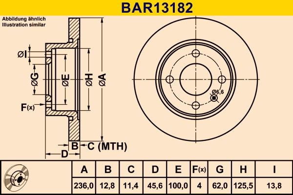 Barum Δισκόπλακα αριθμός Άρθρου: BAR13182 φθηνότερα