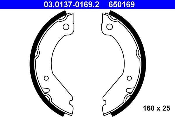ATE Handbrake shoes Article number: 03.0137-0169.2 cheaply