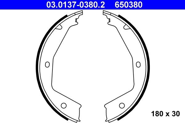ATE Handbrake shoes Article number: 03.0137-0380.2 cheaply