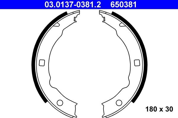 ATE Handbrake shoes Article number: 03.0137-0381.2 cheaply