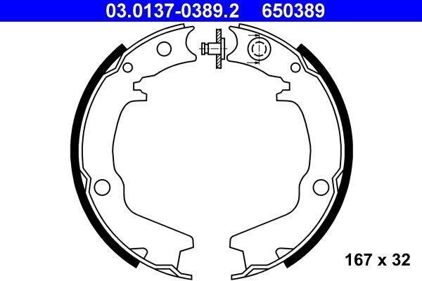 ATE Handbrake shoes Article number: 03.0137-0389.2 cheaply